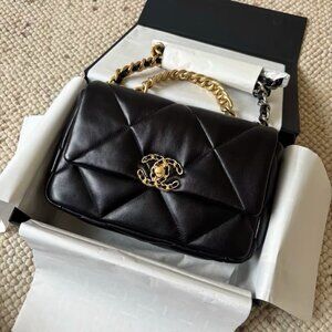 CHANEL 19Bag 21C Handbag Shoulder Crossbody Bag Women's Black
